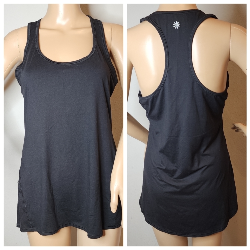 Athleta Black Racerback Tank‎ Double brushes jersey Soft Stretch Size medium